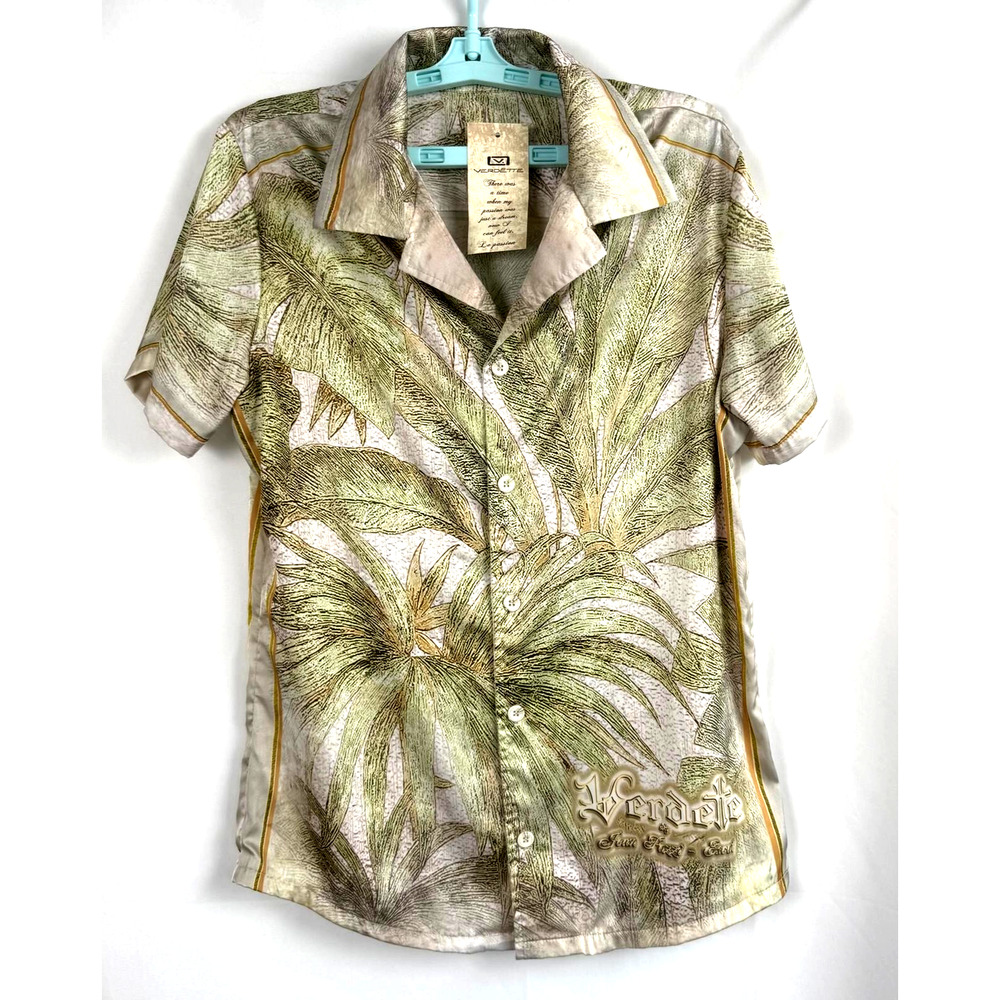 NWT Verdette NewYork le passion short sleeve shirt Sz S designer Beach soft $140